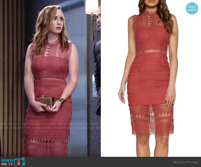Bardot Mariana Dress in Moroccan Rose worn by Mariah Copeland (Camryn Grimes) on The Young and the Restless