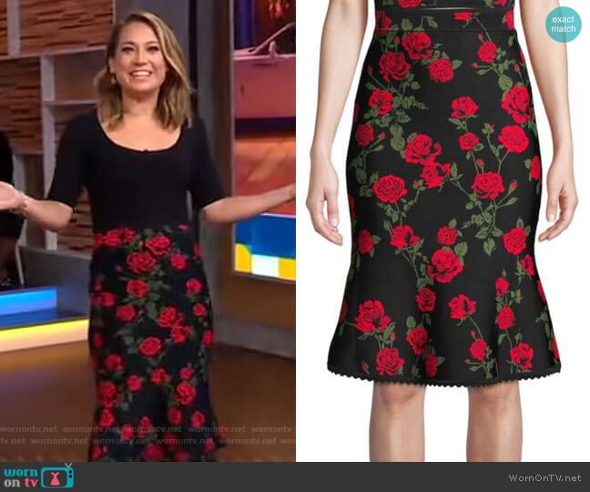Bcbgmaxazria Floral A-Line Skirt worn by Ginger Zee on Good Morning America