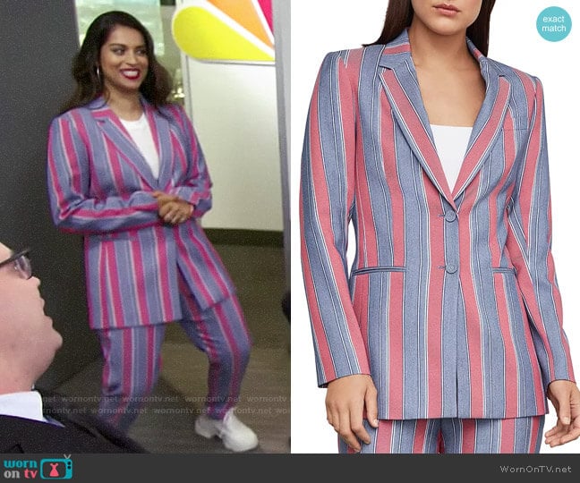Bcbgmaxazria Striped Single-Breasted Blazer worn by Lilly Singh on A Little Late with Lilly Singh