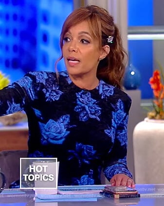Sunny’s black and blue floral dress on The View