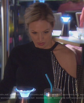 Braunwyn’s black embellished cutout sweater on The Real Housewives of Orange County