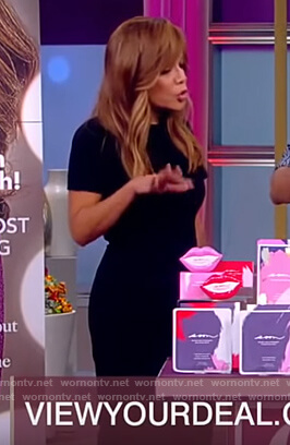 Sunny’s black short sleeve sheath dress on The View