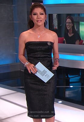 Julie’s black snakeskin strapless dress on Big Brother