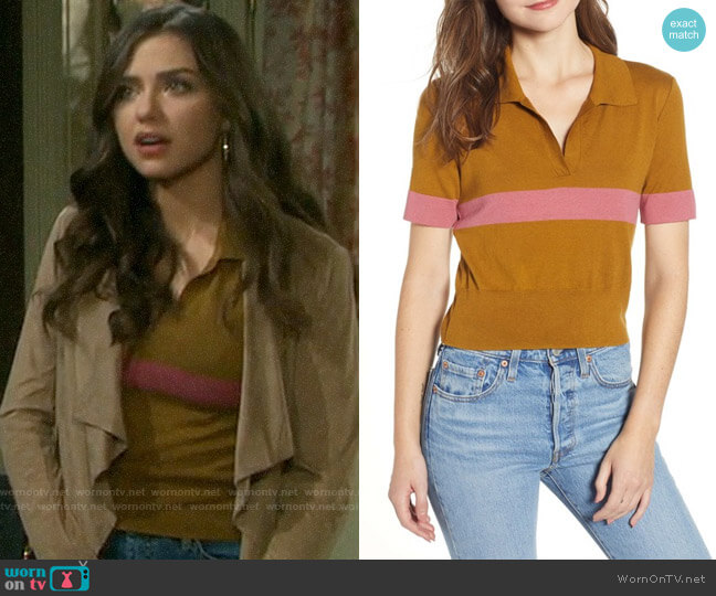 BP Stripe Polo Sweater worn by Ciara Brady (Victoria Konefal) on Days of our Lives