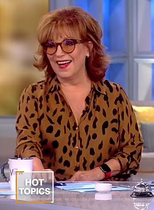 Joy’s brown animal print blouse on The View