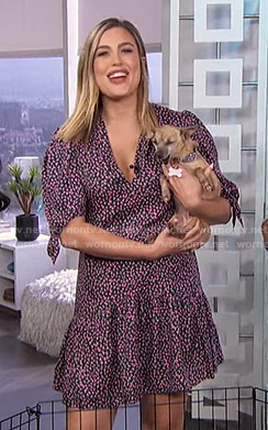Carissa’s black floral v-neck dress on E! News Daily Pop