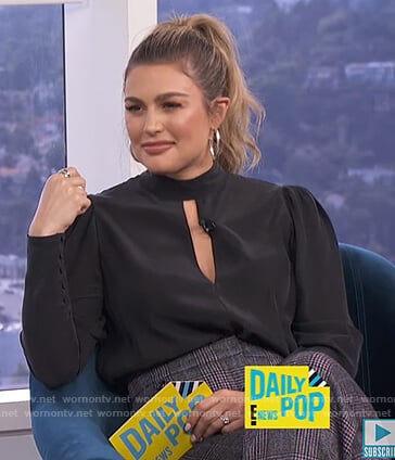 Carissa’s black keyhole blouse on E! News Daily Pop