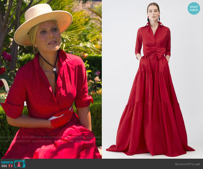 Carolina Herrera Tiered Taffeta Shirt Dress