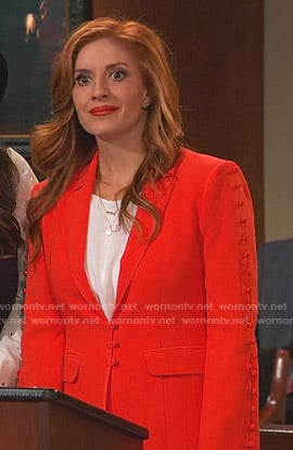 Chelsea’s red button embellished blazer on Ravens Home