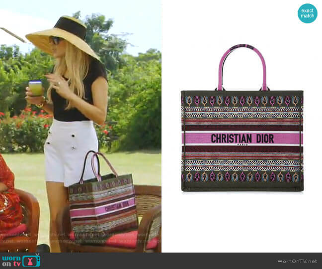 Christian Dior Embroidered Book Tote Bag worn by Kameron Westcott on The Real Housewives of Dallas