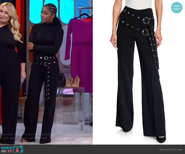 Cinq a Sept Jessi Double Belt-Detail Pants worn by Keke Palmer on Good Morning America