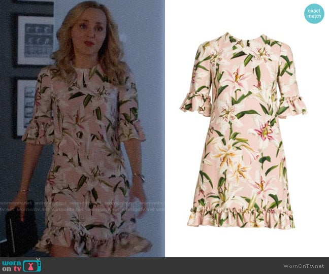 Dolce & Gabbana Floral Print Ruffle Trim Dress worn by Marissa Morgan (Geneva Carr) on Bull