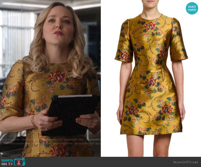 Dolce & Gabbana 1/2-Sleeve Floral-Jacquard Dress worn by Marissa Morgan (Geneva Carr) on Bull