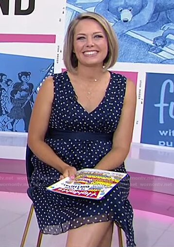 Dylan’s navy polka dot maternity dress on Today