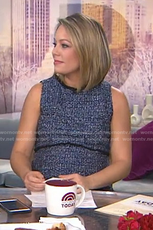 Dylan’s blue tweed maternity dress on Today
