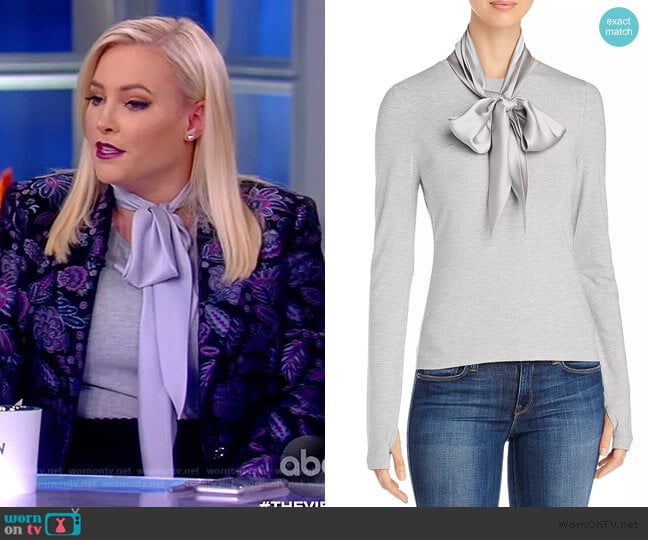 Elie Tahari Elisandra Knit Tie-Neck Top worn by Meghan McCain on The View