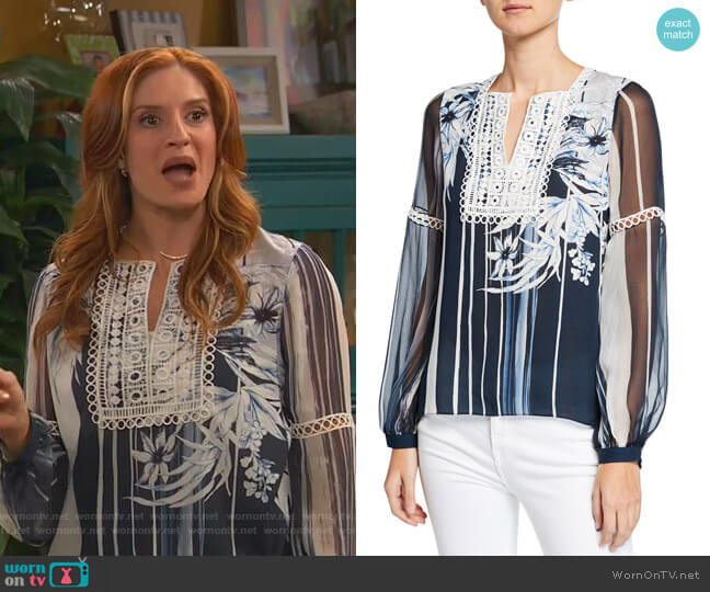 Elie Tahari Naydean Blouse worn by Chelsea Grayson (Anneliese van der Pol) on Ravens Home