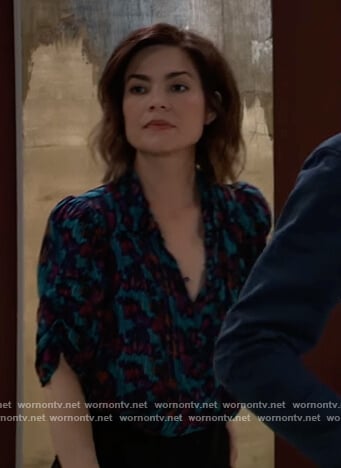 Elizabeth’s blue floral top on General Hospital
