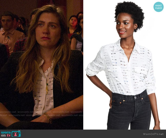 Equipment Signature Silk Shirt in Date Stamp worn by McAfee (Laura Dreyfuss) on The Politician