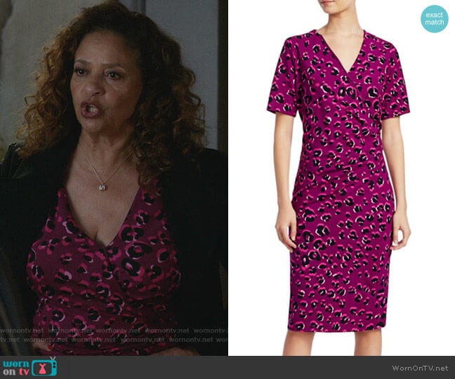 Escada Leopard-Print Jersey Faux Wrap Dress worn by Catherine Avery (Debbie Allen) on Greys Anatomy