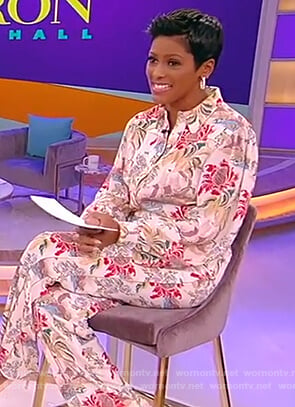 Tamron Hall’s floral blouse and pants on Tamron Hall Show