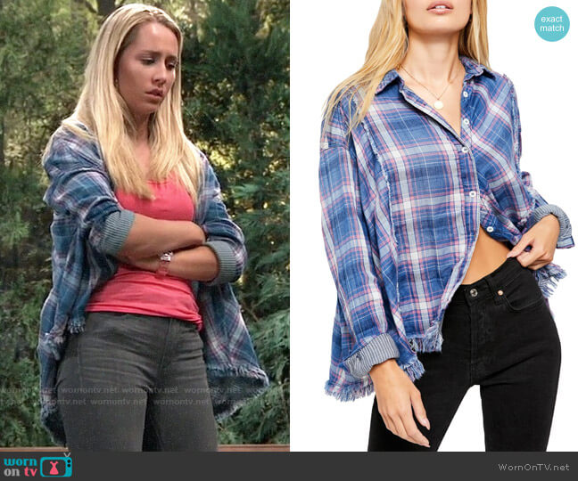 Free People Seeking Starlight Plaid Shirt worn by Josslyn Jacks (Eden McCoy) on General Hospital