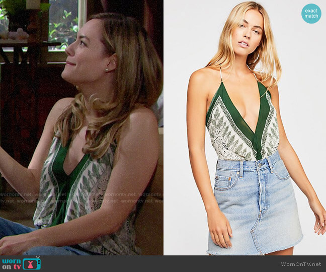 Free People Borderlines Bodysuit worn by Hope Logan (Annika Noelle) on The Bold and the Beautiful