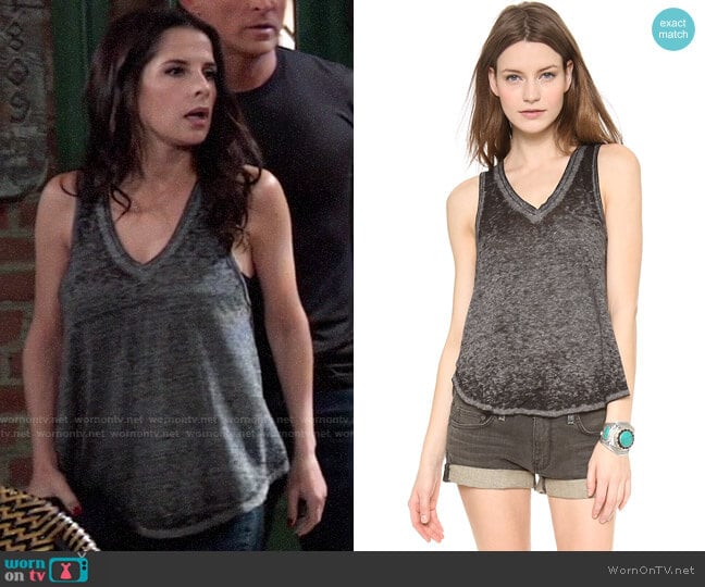 Free People Breezy Tank in Black worn by Sam McCall (Kelly Monaco) on General Hospital