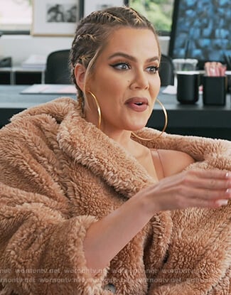 Khloe’s beige fur coat on Keeping Up with the Kardashians