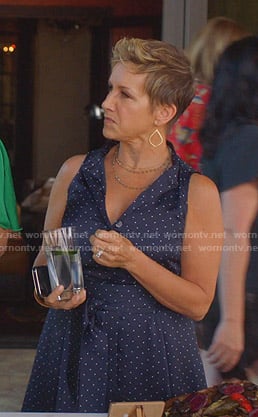 Gabrielle’s navy polka dot sleeveless dress on BH90210