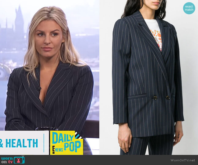 Ganni Hewitt Pinstripe Blazer worn by Morgan Stewart on E! News