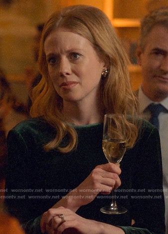 Gemma’s green velvet dress on Four Weddings and a Funeral