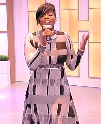 Fantasia Barrino’s gray asymmetric dress on the Tamron Hall Show