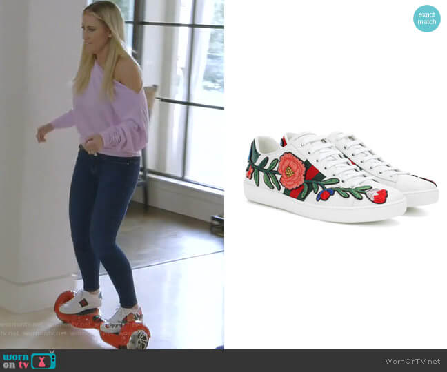 Gucci Ace Leather Sneakers worn by Stephanie Hollman on The Real Housewives of Dallas