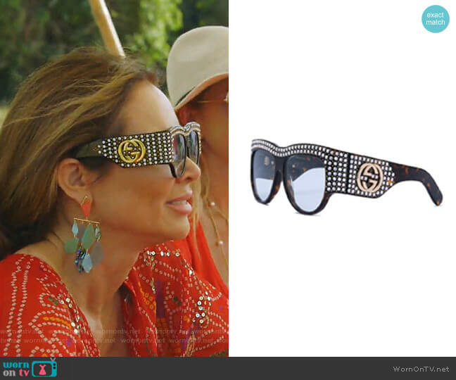 Gucci Oversized Tortoiseshell Embellished Glasses worn by LeeAnne Locken on The Real Housewives of Dallas