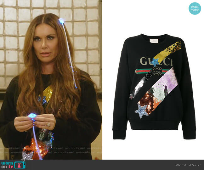 Gucci Sequinned Logo Sweatshirt worn by LeeAnne Locken on The Real Housewives of Dallas