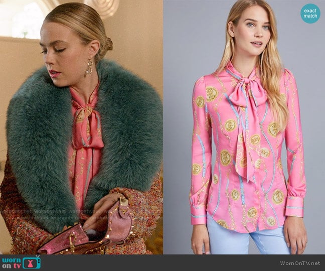 Hawes & Curtis Pussy Bow Chains Blouse worn by Ainsley Howard (Rebecca Rittenhouse) on Four Weddings and a Funeral