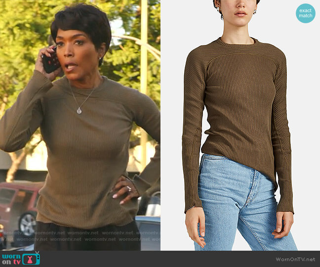 Helmut Lang Rib-Knit Cotton Fitted Top worn by Athena Grant (Angela Bassett) on 9-1-1