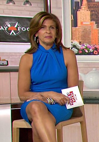 Hoda’s blue twist neck dress on Today