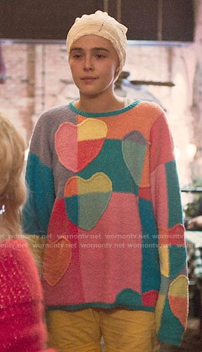 Inifinity’s patchwork heart sweater on The Politician