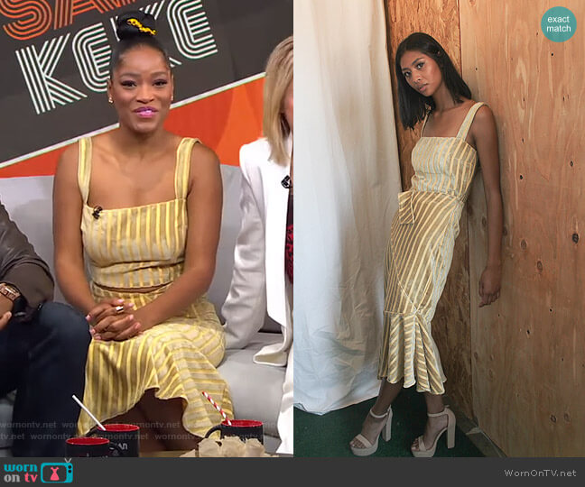 Izayla Italy Velvet Suede Mid Length Assymetrical Skirt worn by Keke Palmer on Good Morning America