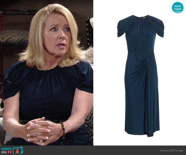 Jason Wu Collection Ruched Jersey Midi Dress worn by Nikki Reed Newman (Melody Thomas-Scott) on The Young and the Restless
