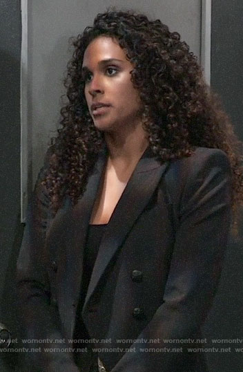 Jordan’s black plaid blazer on General Hospital
