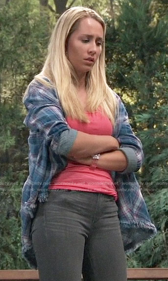 Josslyn’s plaid frayed shirt on General Hospital