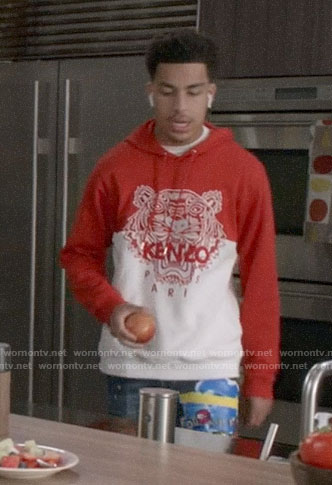 Junior’s red KENZO tiger hoodie on Black-ish