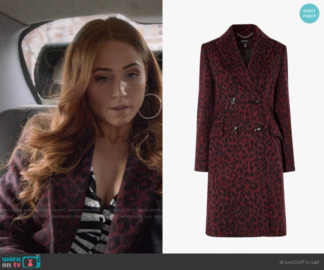 Karen Millen Leopard Print Tailored Coat worn by Zara (Sophia La Porta) on Four Weddings and a Funeral