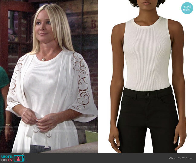 Karen Millen Rib-Knit Tank worn by Sharon Newman (Sharon Case) on The Young and the Restless