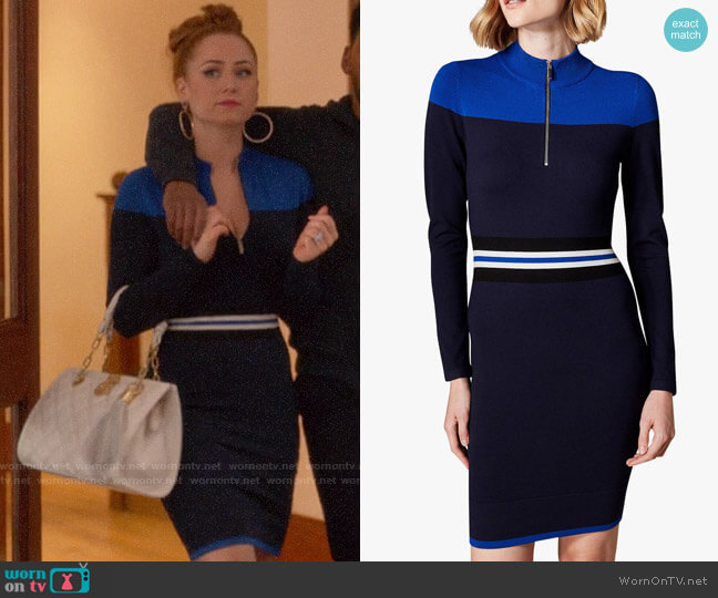 Karen Millen Sporty Stripe Knitted Dress worn by Zara (Sophia La Porta) on Four Weddings and a Funeral