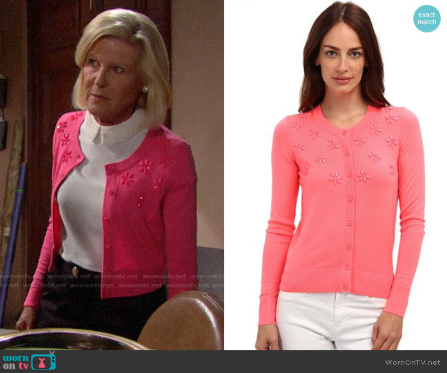 Kate Spade Floral Cluster Cardigan worn by Pamela Douglas (Alley Mills) on The Bold and the Beautiful