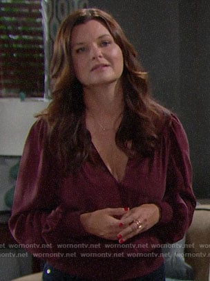 Katie’s burgundy blouse on The Bold and the Beautiful